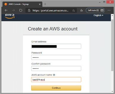 aws sign up