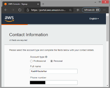 aws sign up